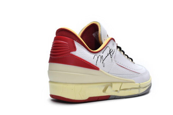 DJ4375-106 Off White x Air Jordan 2 Retro Low SP White and Varsity Red - Image 7