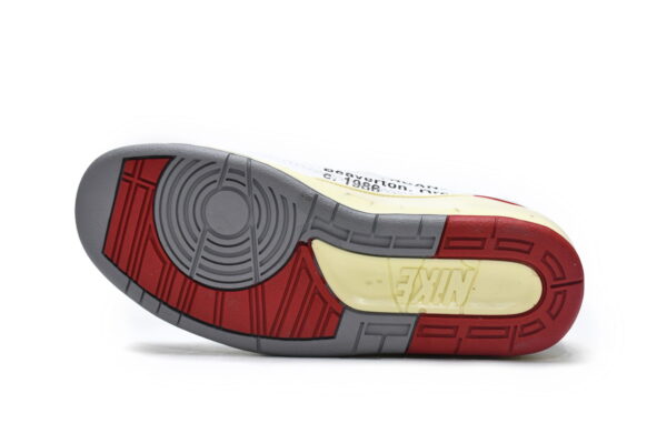 DJ4375-106 Off White x Air Jordan 2 Retro Low SP White and Varsity Red - Image 9